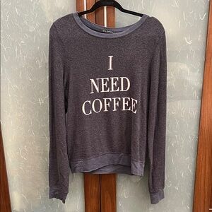 Wildfox Gray 'I Need Coffee' Sweater
